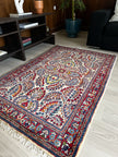 Sarough Teppich ca. 150 × 100 cm – creme/rot/blau & elegant