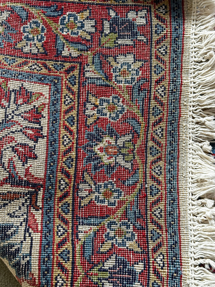 Sarough Teppich ca. 150 × 100 cm – creme/rot/blau & elegant