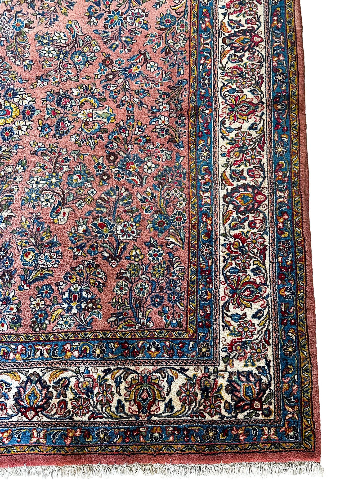 Sarugh Teppich ca. 200 × 200 cm – rosa/blau & elegant