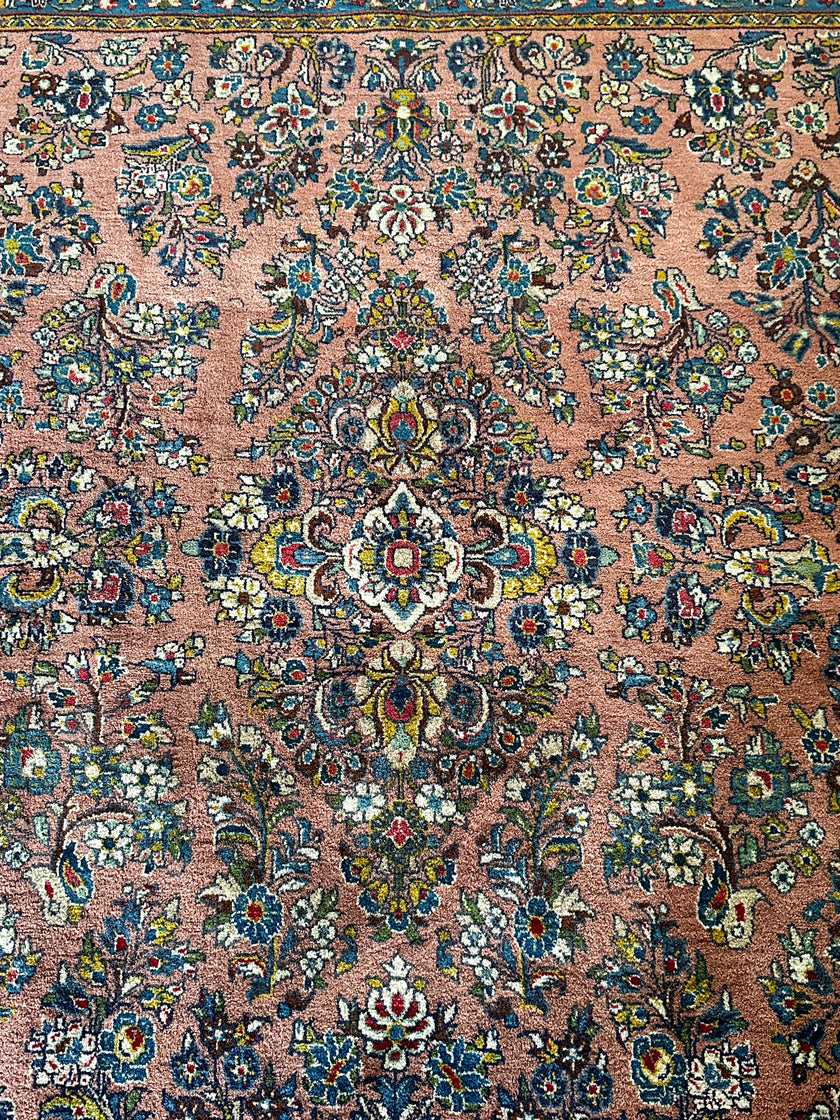Sarugh Teppich ca. 200 × 200 cm – rosa/blau & elegant