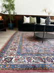 Sarugh Teppich ca. 200 × 200 cm – rosa/blau & elegant