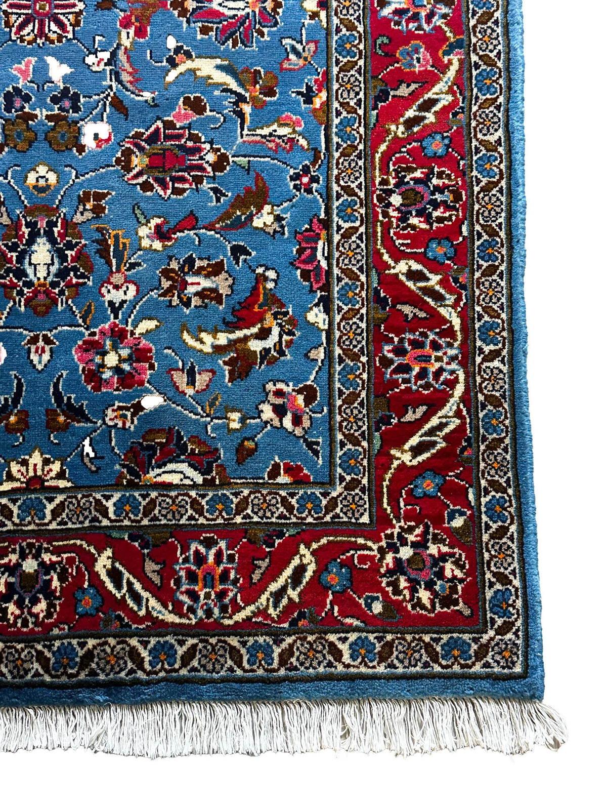 Sarough Teppich ca. 150 × 100 cm – hellblau/rot & floral