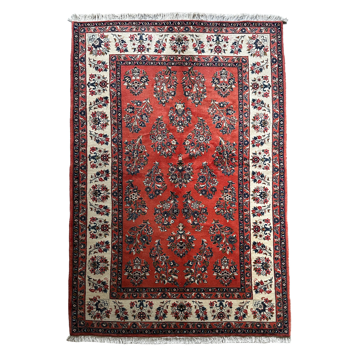 Sarough Teppich ca. 250 × 155 cm – lachsrot & creme