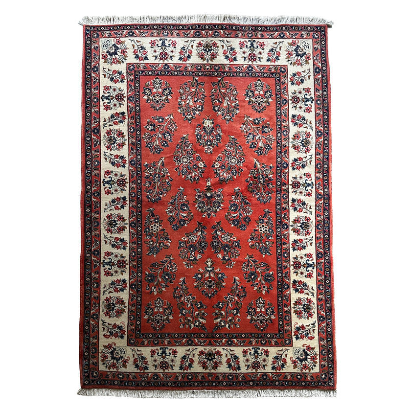 Sarough Teppich ca. 250 × 155 cm – lachsrot & creme