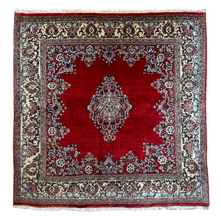 Sarough Teppich ca. 200 × 200 cm – rot/creme/blau & klassisch floral