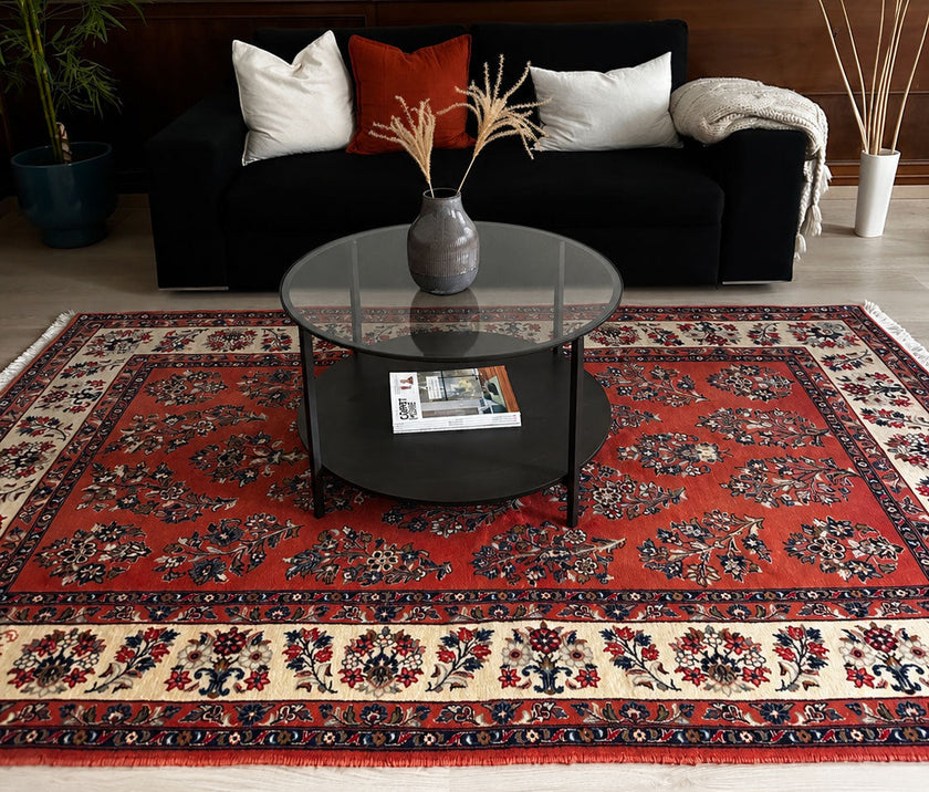 Sarough Teppich ca. 250 × 155 cm – lachsrot & creme