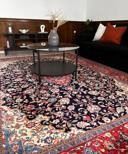 Sarough Teppich ca. 300 × 200 cm – dunkelblau/rot & edel