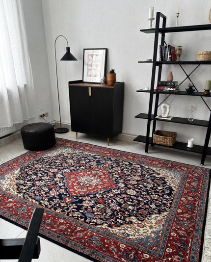 Sarough Teppich ca. 300 × 200 cm – dunkelblau/rot & edel