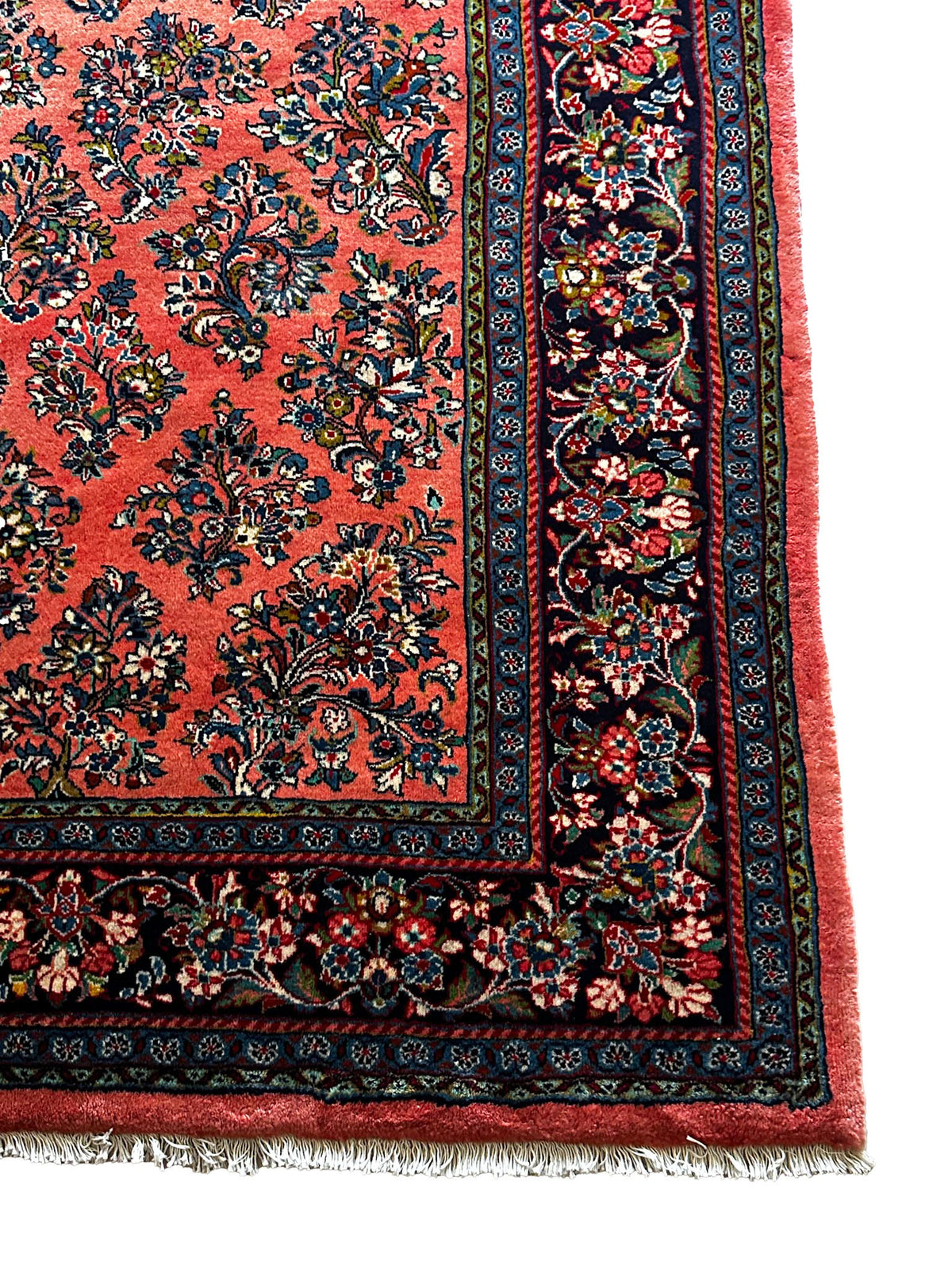 Sarough Teppich ca. 300 × 250 cm – altrosa/dunkelblau & floral