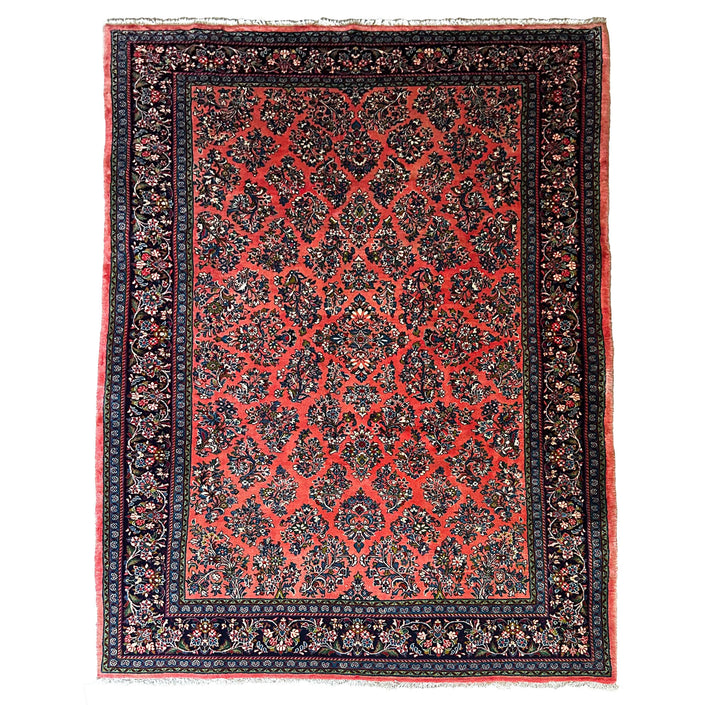 Sarough Teppich ca. 300 × 200 cm – altrosa/dunkelblau & floral