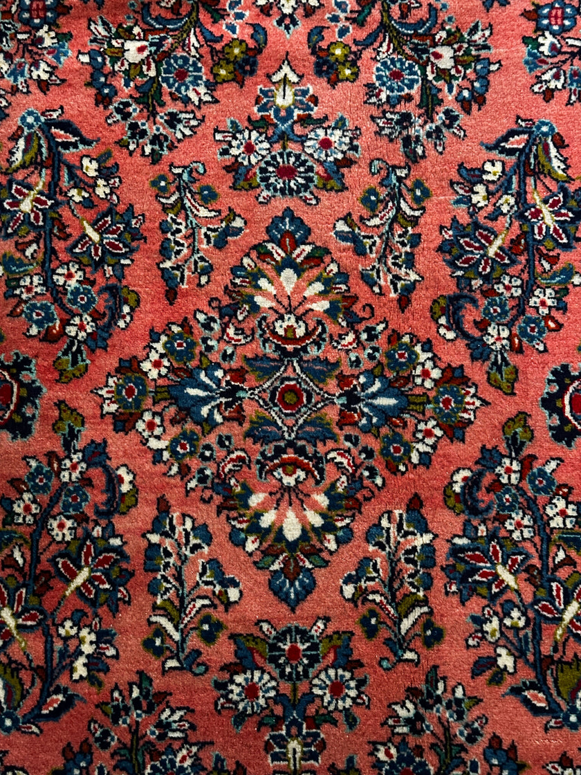Sarough Teppich ca. 300 × 250 cm – altrosa/dunkelblau & floral