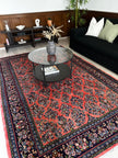Sarough Teppich ca. 300 × 250 cm – altrosa/dunkelblau & floral