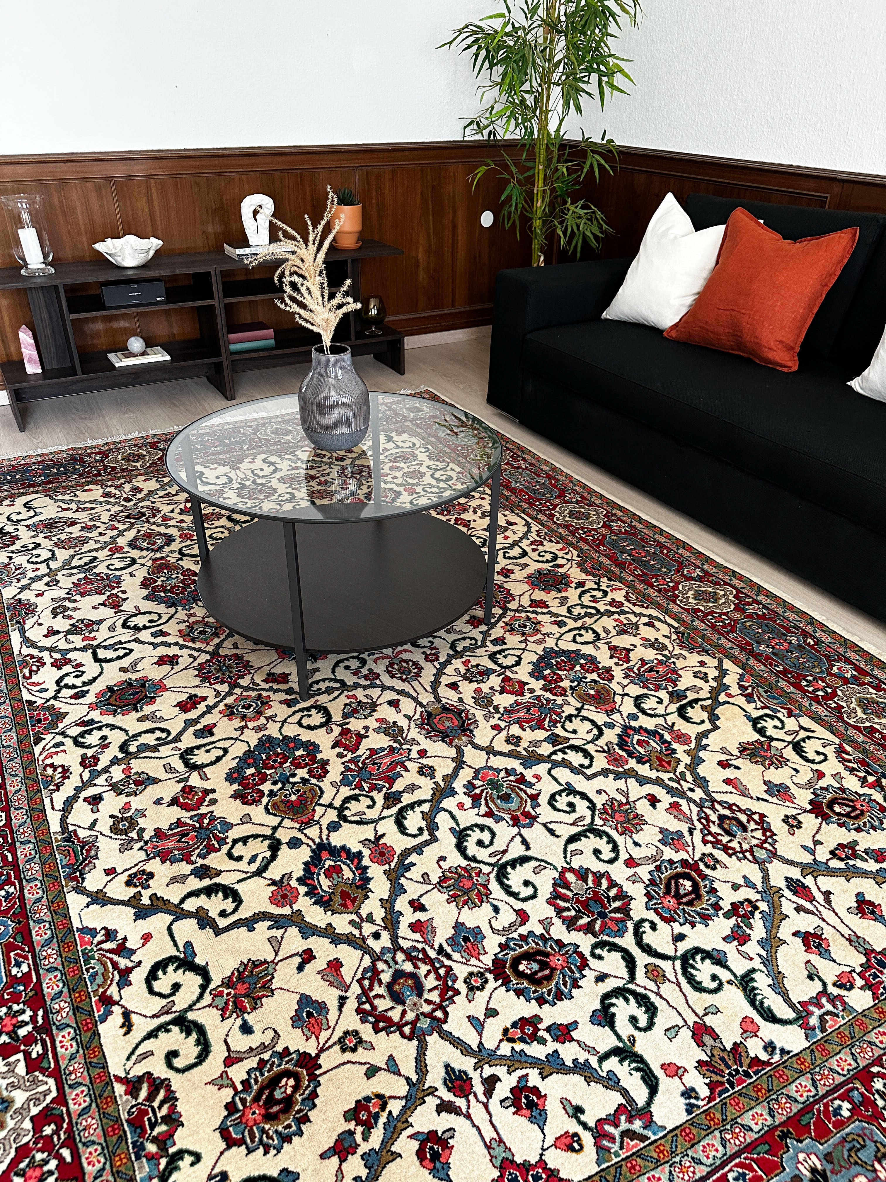 Sarugh Teppich ca. 200 × 300 cm – creme/rot & elegant