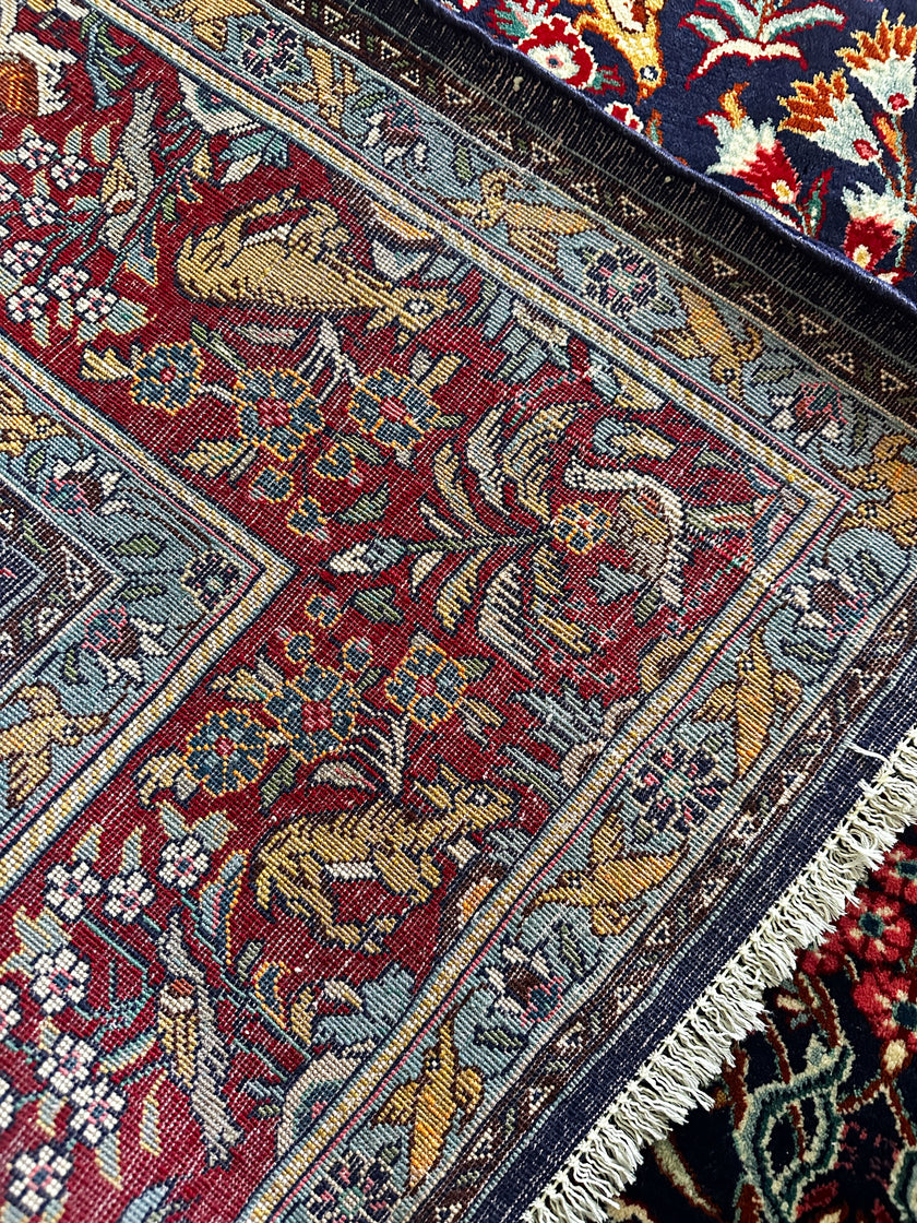 Sarough Teppich ca. 300 × 250 cm – dunkelblau/rot/creme & floral