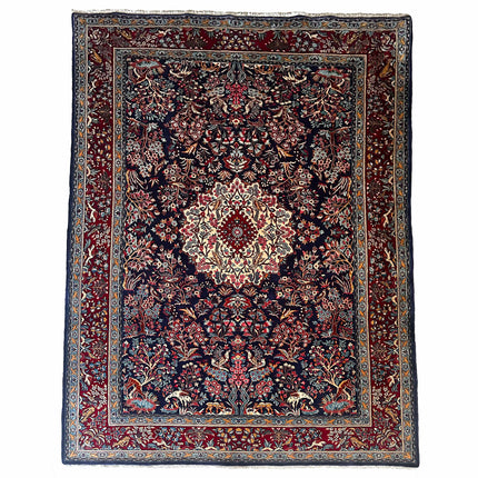 Sarough Teppich ca. 300 × 200 cm – dunkelblau/rot/creme & floral
