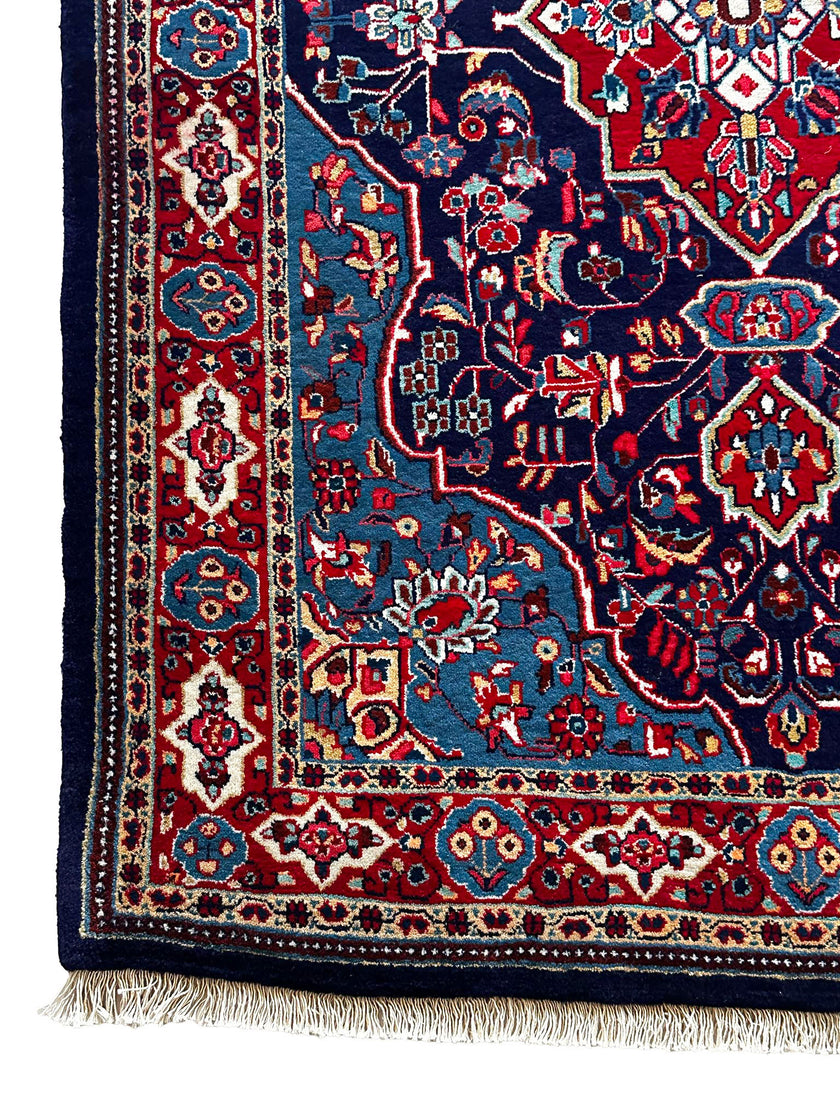 Sarough Teppich ca. 150 × 100 cm – dunkelblau/hellblau/rot & klassisch