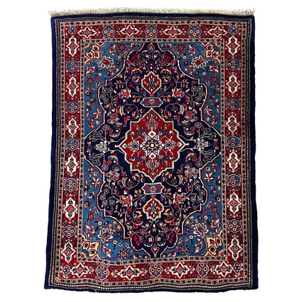 Sarough Teppich ca. 150 × 100 cm – dunkelblau/hellblau/rot & klassisch