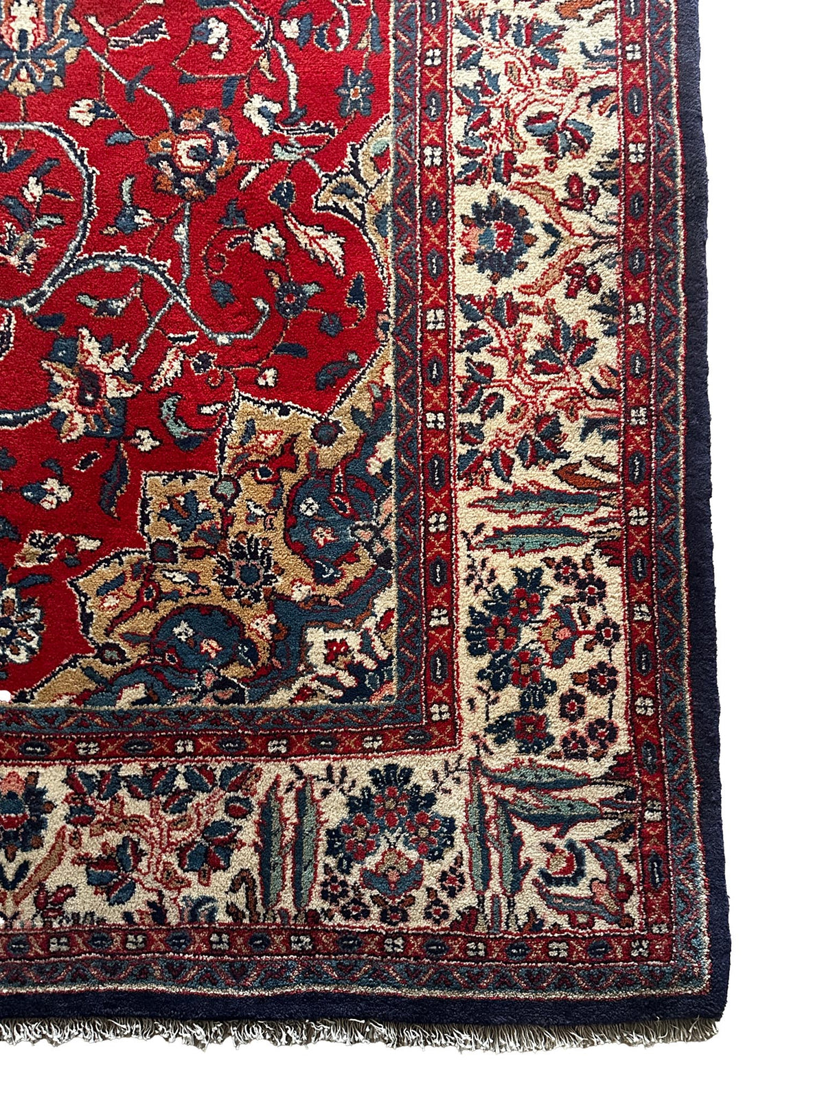 Sarugh Teppich ca. 150 × 100 cm – rot/creme/blau & klassisch