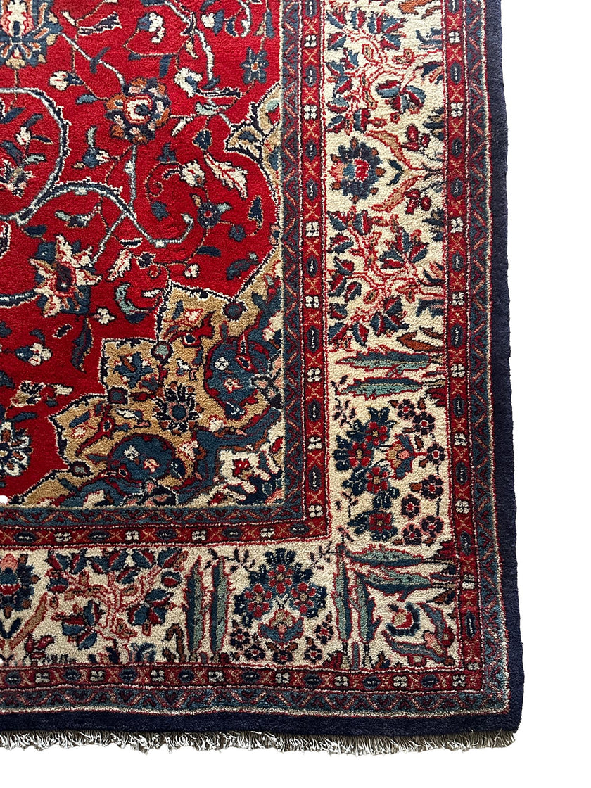 Sarugh Teppich ca. 150 × 100 cm – rot/creme/blau & klassisch