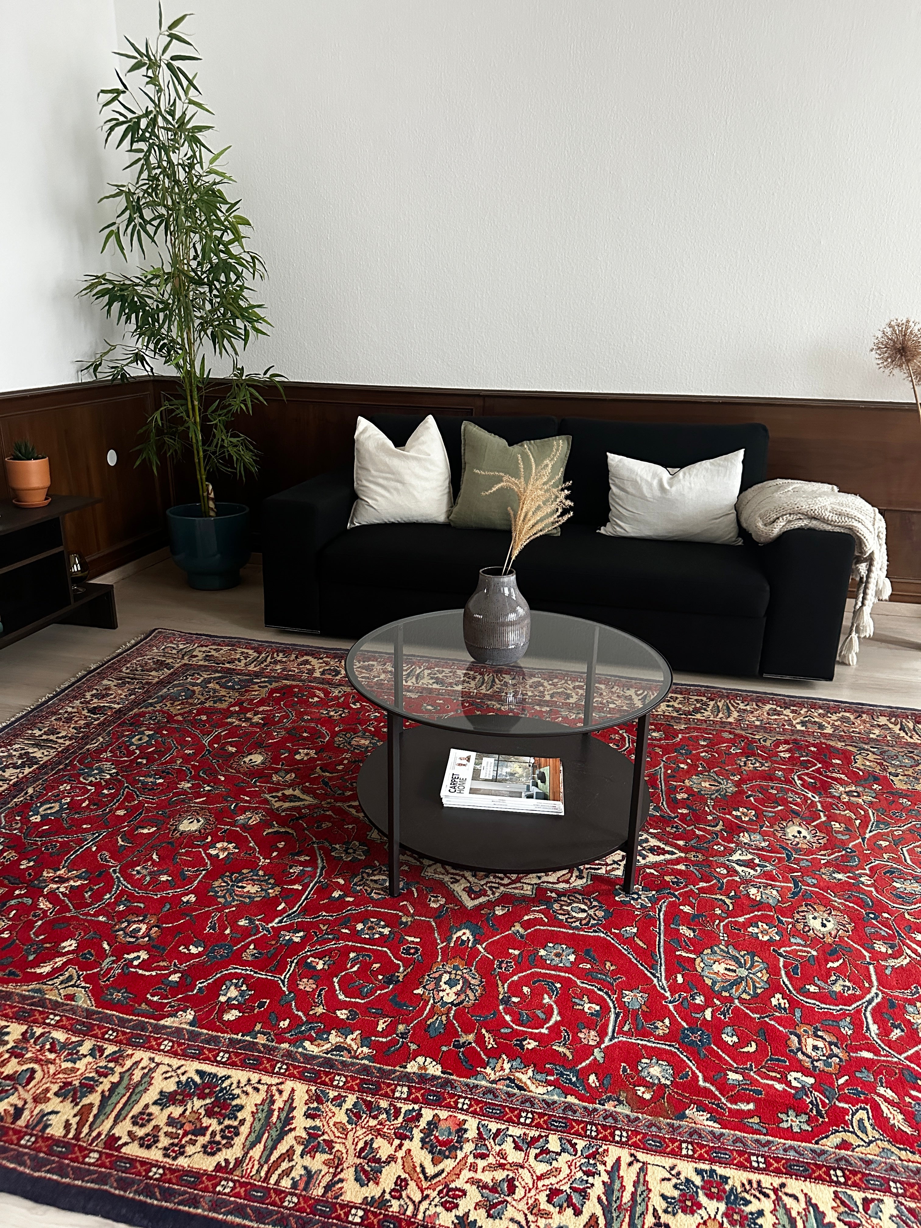 Sarugh Teppich ca. 150 × 100 cm – rot/creme/blau & klassisch