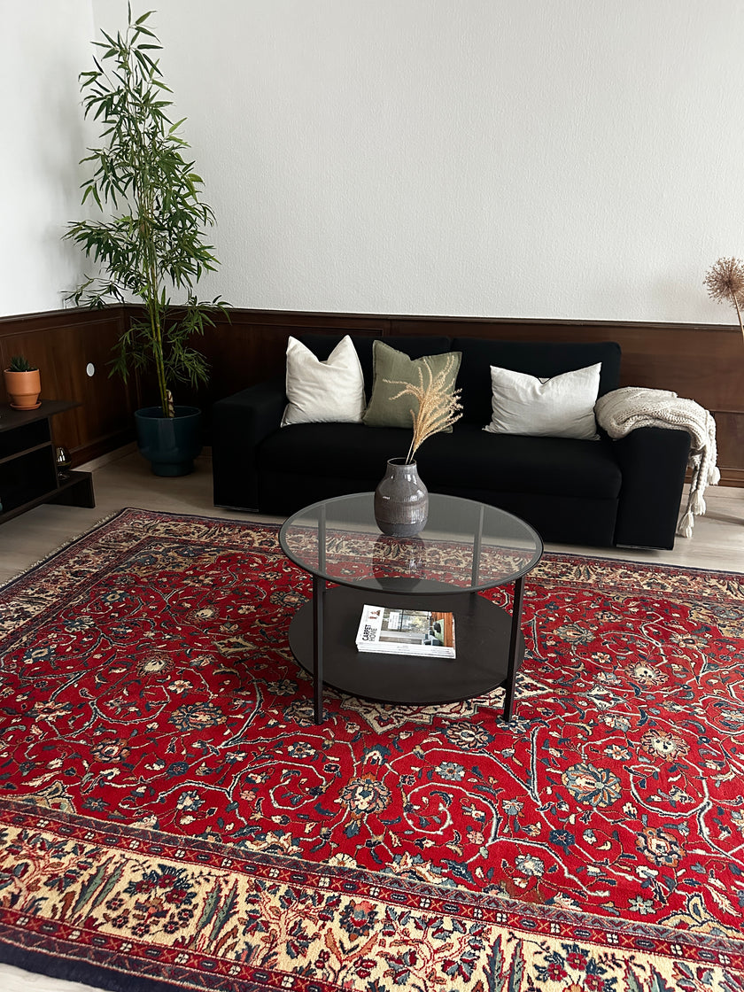 Sarugh Teppich ca. 150 × 100 cm – rot/creme/blau & klassisch