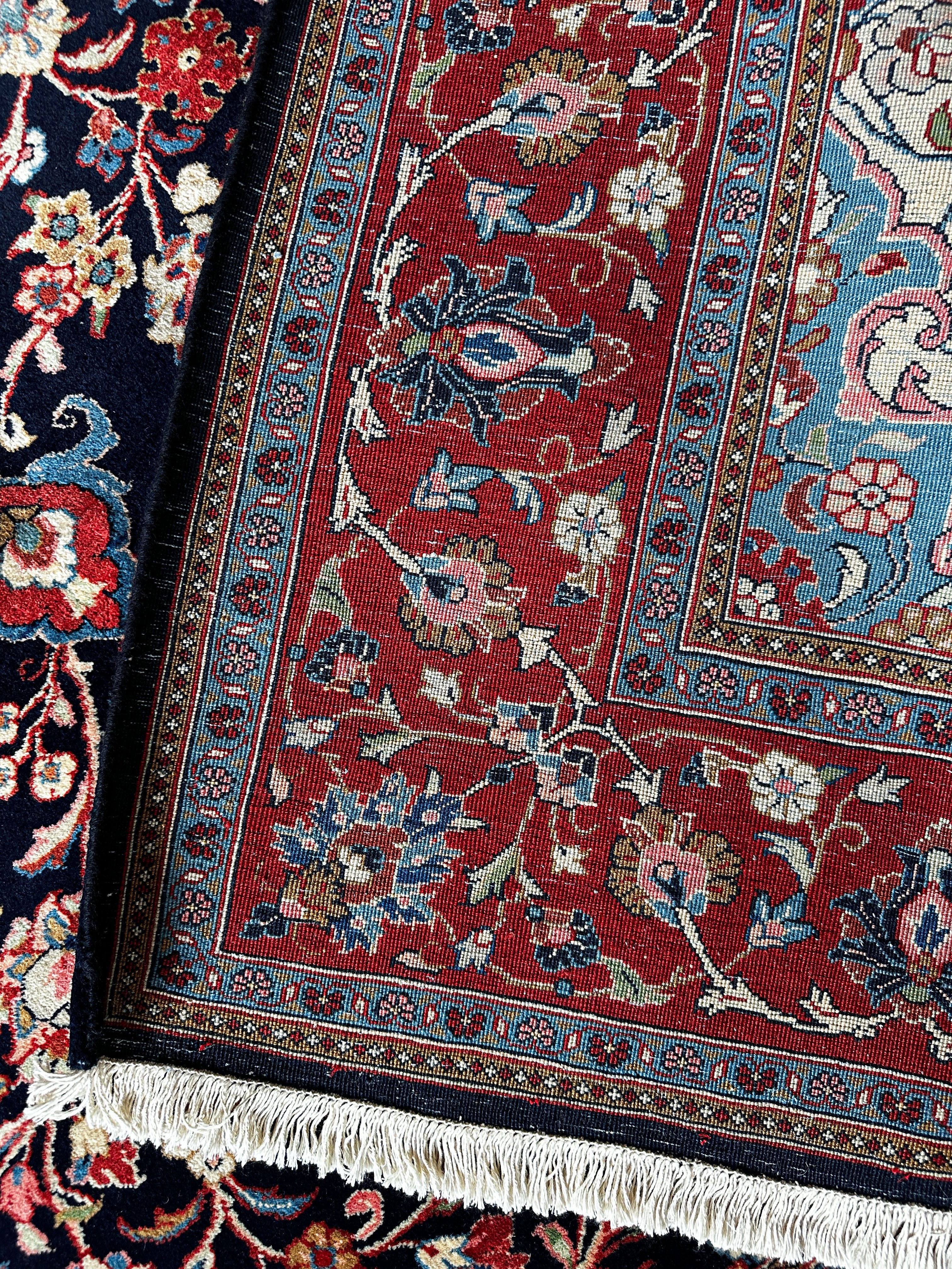 Sarough Teppich ca. 300 × 200 cm – dunkelblau/rot & edel