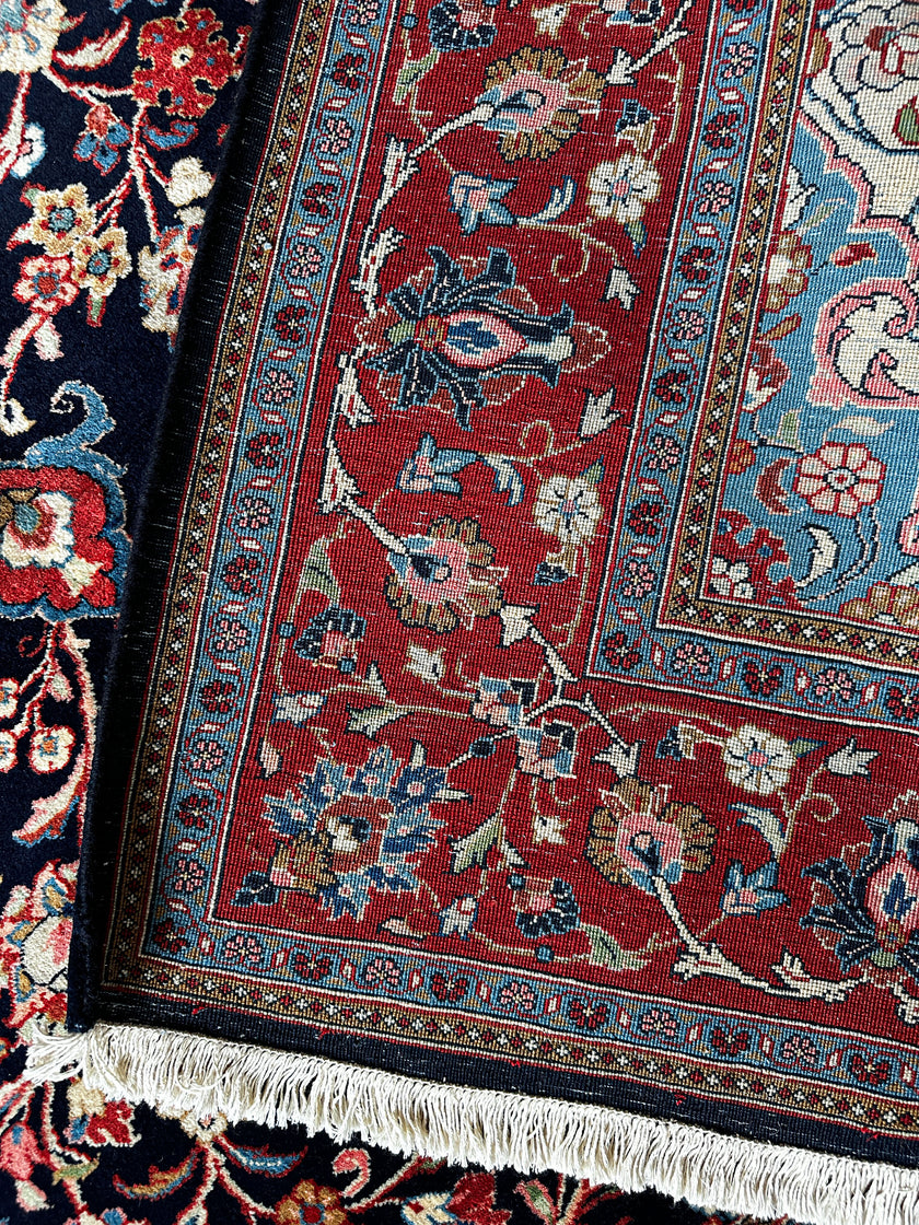 Sarough Teppich ca. 300 × 200 cm – dunkelblau/rot & edel