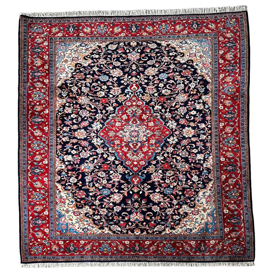 Sarough Teppich ca. 300 × 200 cm – dunkelblau/rot & edel