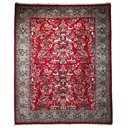 Sarugh Teppich ca. 300 × 200 cm – rot/grün & floral