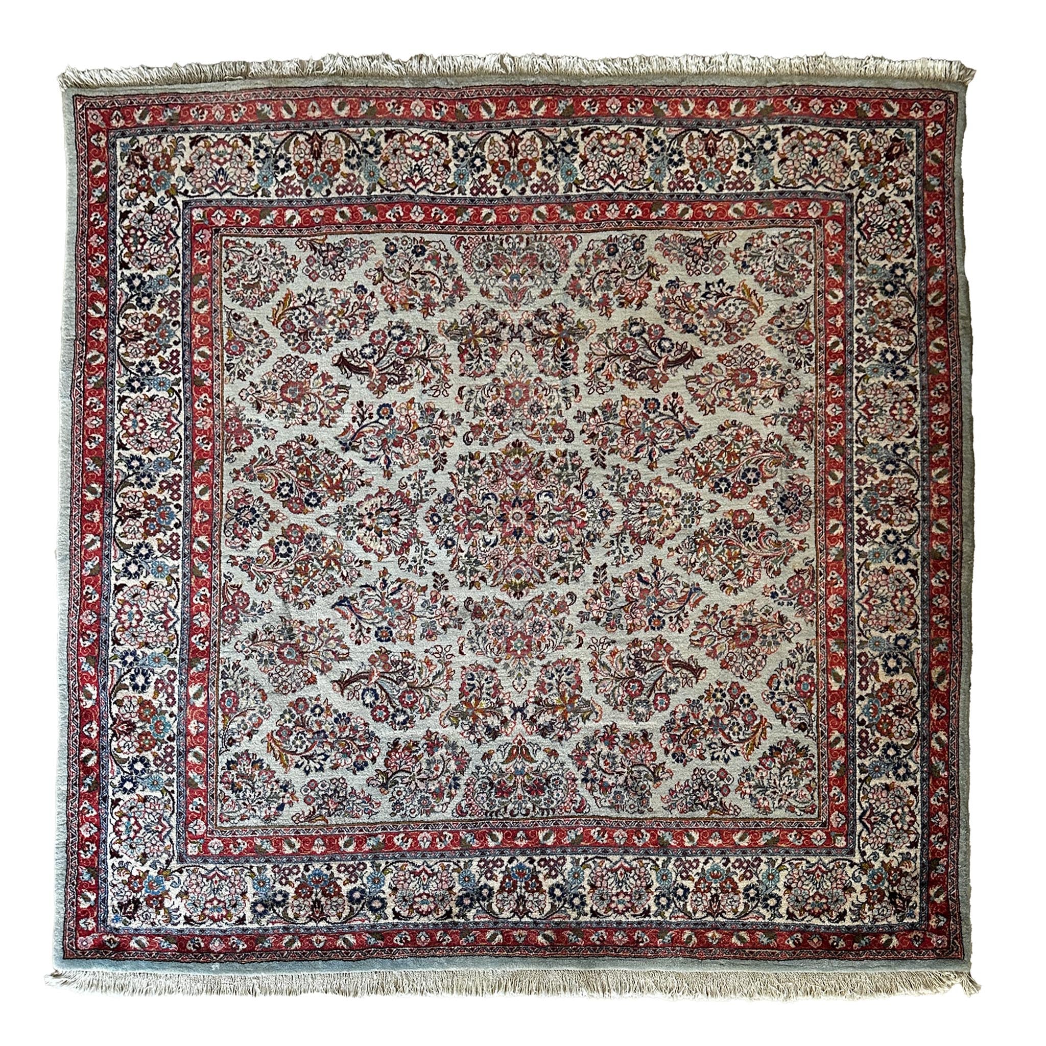 Sarugh Teppich ca. 200 × 200 cm – hellgrün/rot & klassisch