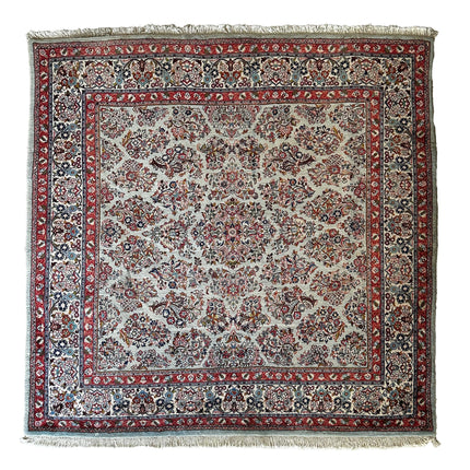 Sarugh Teppich ca. 200 × 200 cm – hellgrün/rot & klassisch