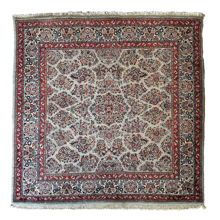 Sarugh Teppich ca. 200 × 200 cm – hellgrün/rot & klassisch