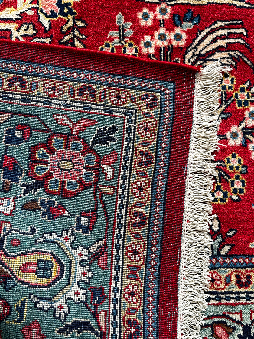 Sarugh Teppich ca. 300 × 200 cm – rot/grün & floral