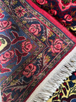 Sarugh Teppich ca. 150 × 100 cm – creme/blau/rot & floral
