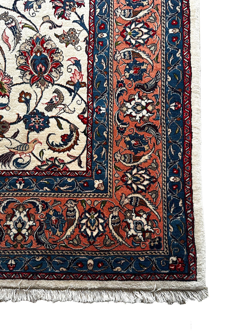 Sarough Teppich ca. 200 × 200 cm – creme/blau/altrosa & klassisch floral