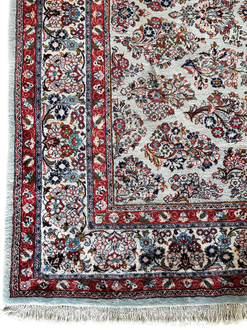 Sarugh Teppich ca. 200 × 200 cm – hellgrün/rot & klassisch