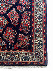 Sarough Teppich ca. 150 × 100 cm – dunkelblau/creme/rot & floral