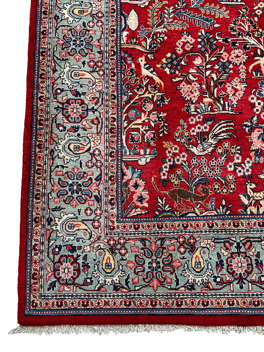 Sarugh Teppich ca. 300 × 200 cm – rot/grün & floral