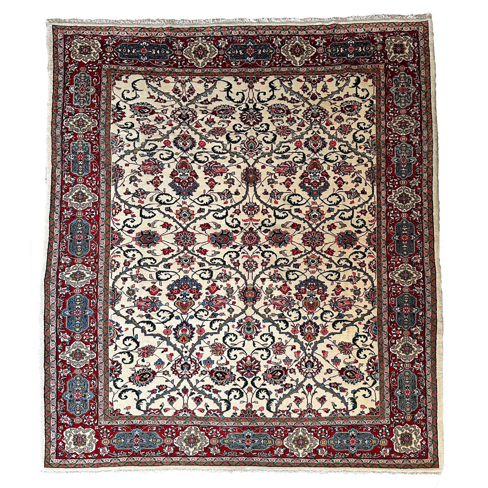 Sarugh Teppich ca. 200 × 300 cm – creme/rot & elegant