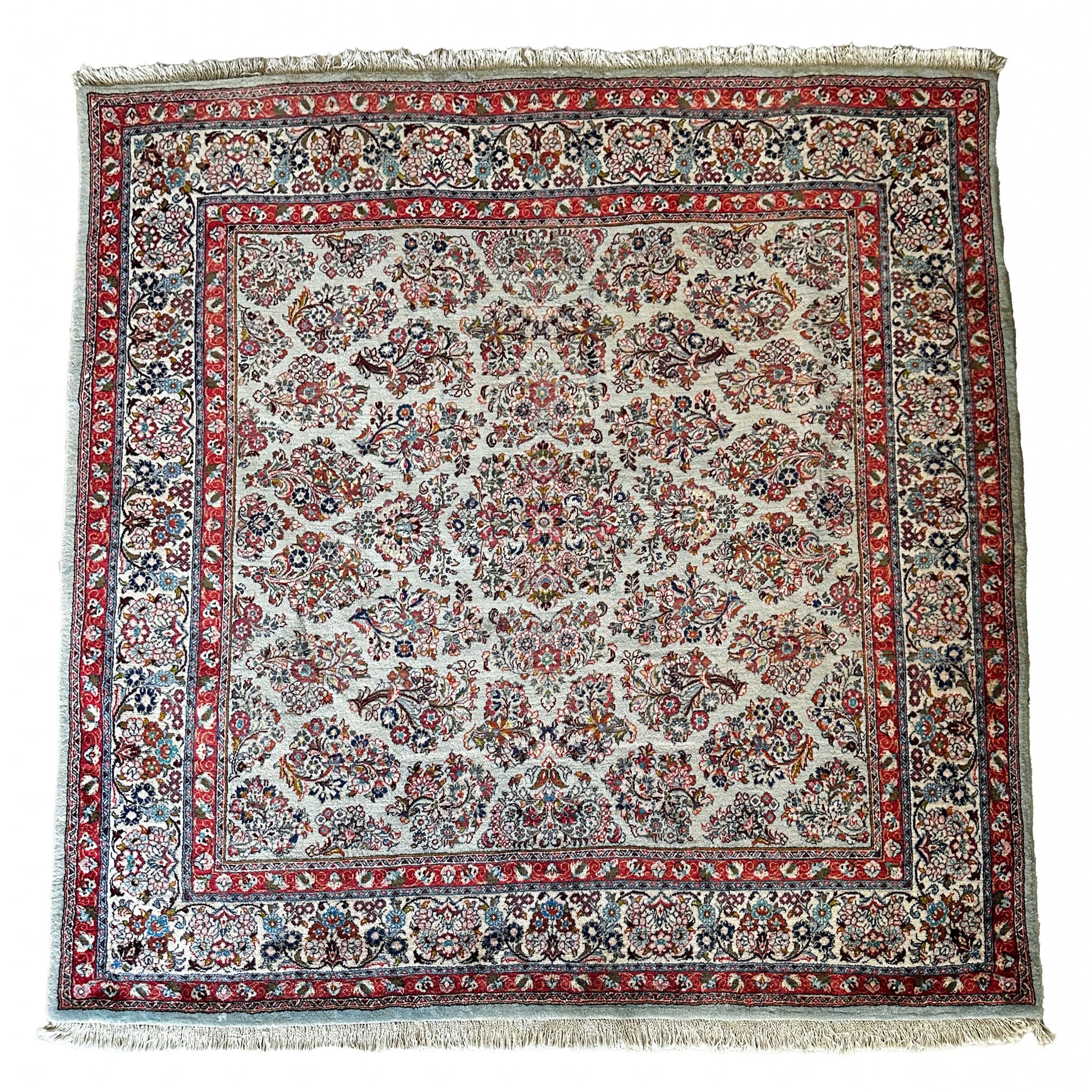 Sarugh Teppich ca. 200 × 200 cm – hellgrün/rot & klassisch