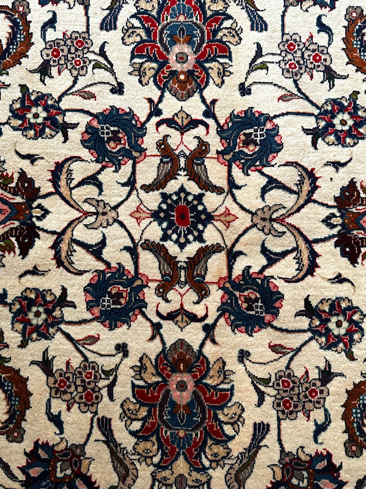 Sarough Teppich ca. 200 × 200 cm – creme/blau/altrosa & klassisch floral