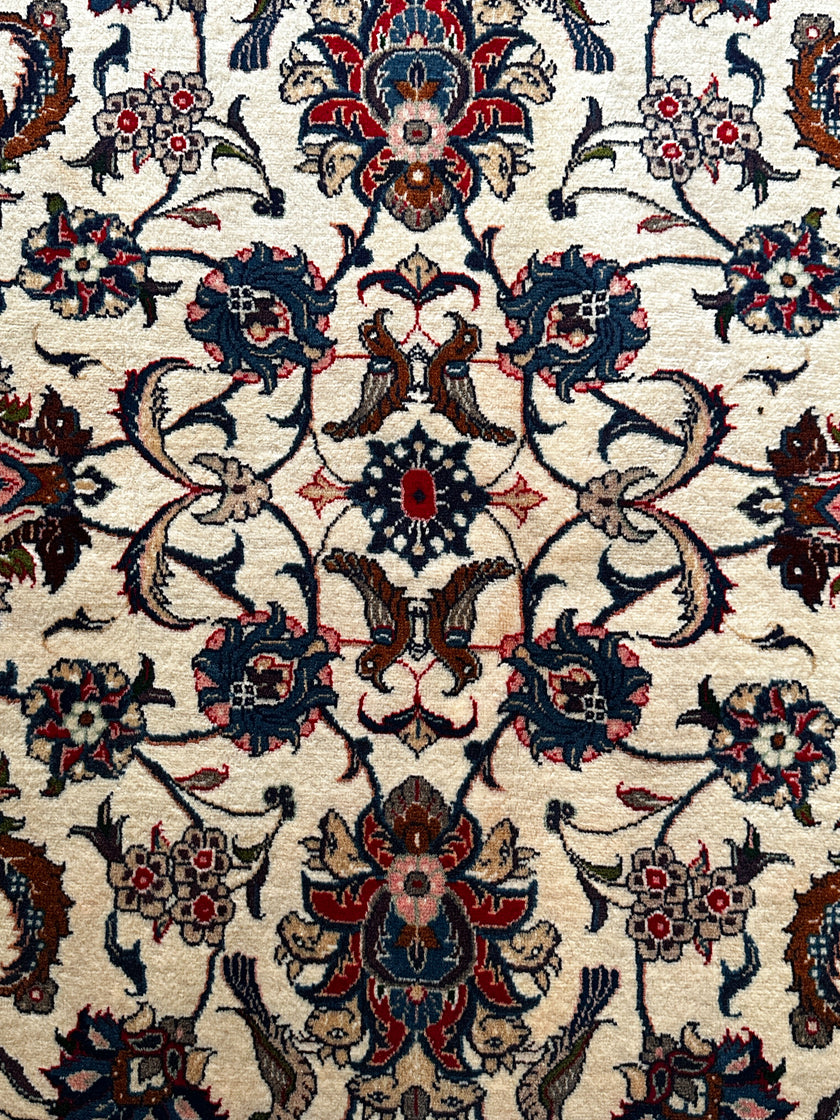 Sarough Teppich ca. 200 × 200 cm – creme/blau/altrosa & klassisch floral