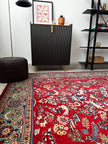 Sarugh Teppich ca. 300 × 200 cm – rot/grün & floral
