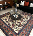 Sarough Teppich ca. 200 × 200 cm – creme/blau/altrosa & klassisch floral