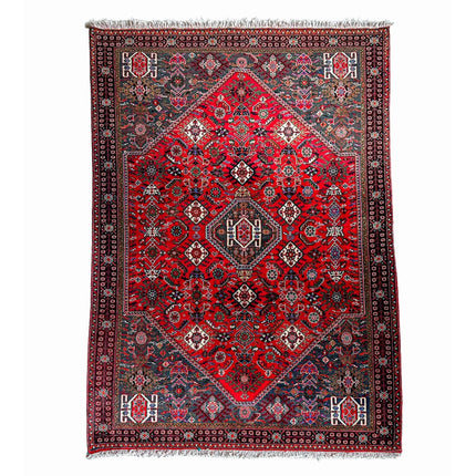 Schiraz Teppich ca. 200 × 150 cm – rot/grau & ausdrucksstark