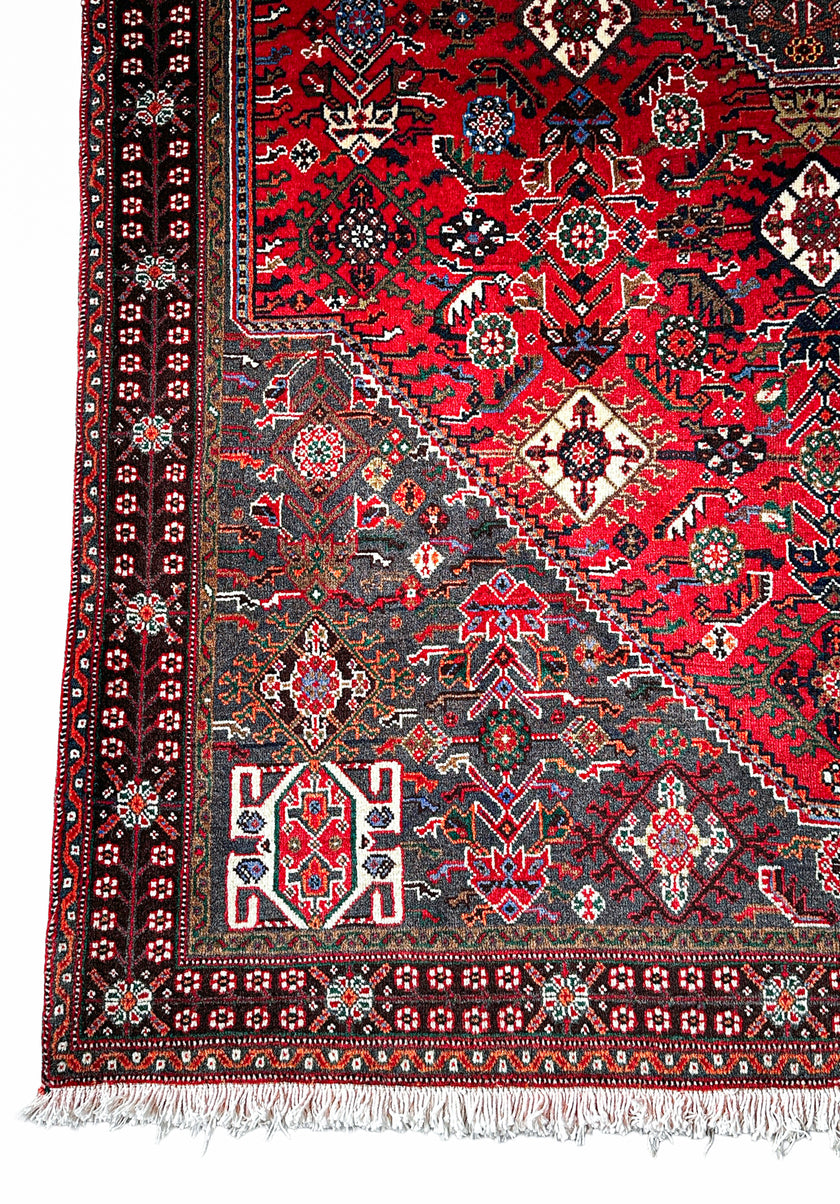 Schiraz Teppich ca. 200 × 150 cm – rot/grau & ausdrucksstark