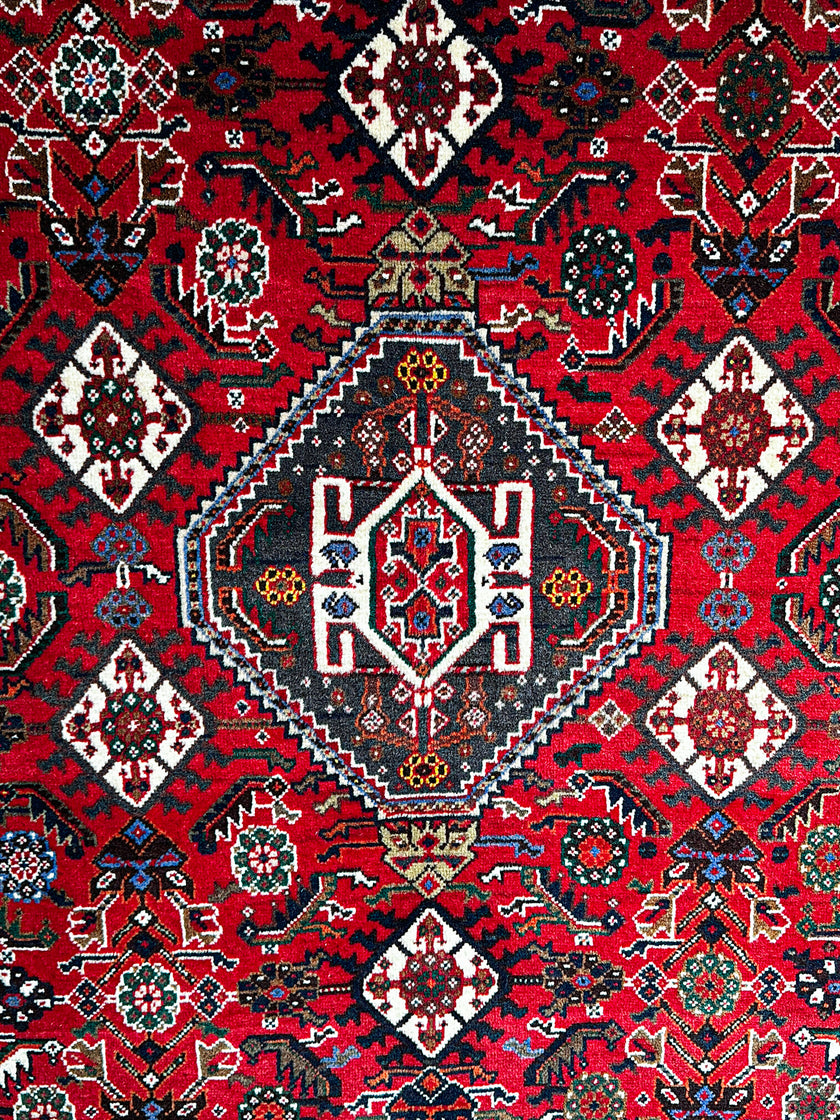 Schiraz Teppich ca. 200 × 150 cm – rot/grau & ausdrucksstark