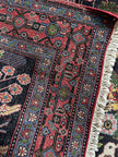 Senneh Teppich ca. 150 × 100 cm – dunkelblau/rosa/grün & dekorativ
