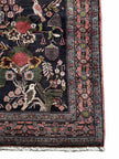 Senneh Teppich ca. 150 × 100 cm – dunkelblau/rosa/grün & dekorativ