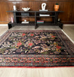 Senneh Teppich ca. 150 × 100 cm – dunkelblau/rosa/grün & dekorativ